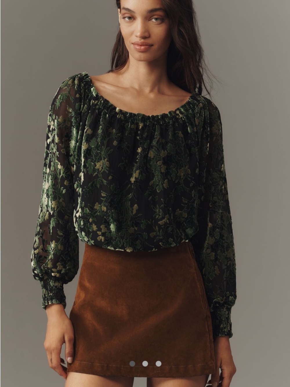 NWT Anthropologie Off-the-shoulder Velvet Burnout Blouse